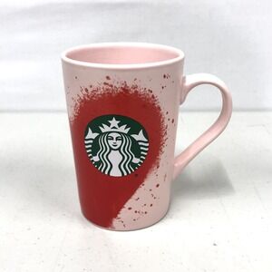 Starbucks 2020 Pink With Red Heart Airbrush Latte Tall Coffee Mug 11 fl oz. Rare